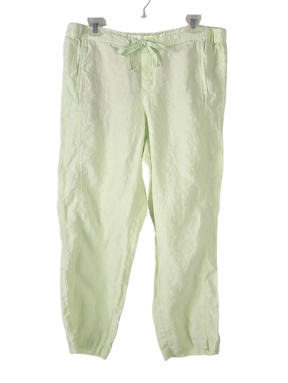 J. Jill Love Linen Relaxed Drawstring Waist Pants Lemon Lime Green Pockets L